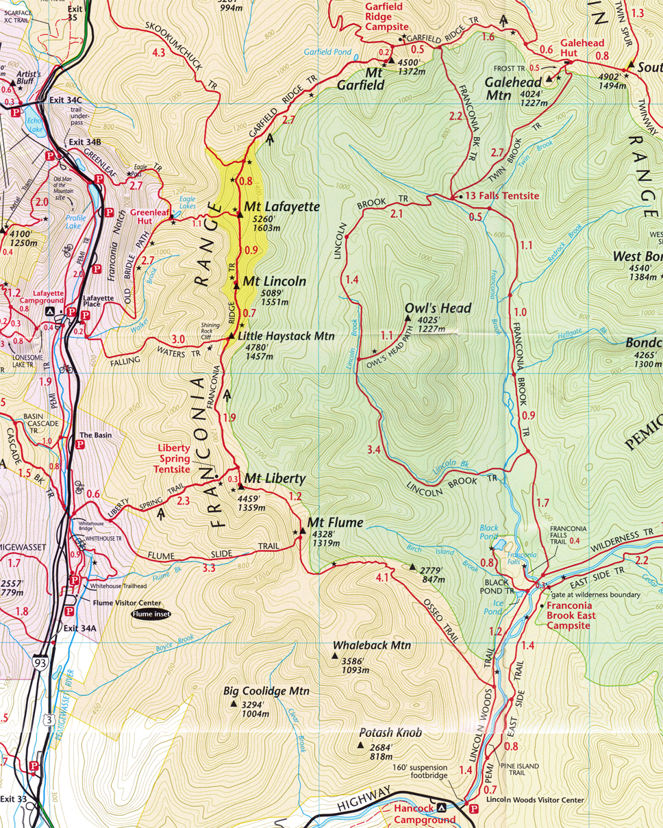 4000 FOOTER CLUB - Owl's Head Page with Trail Map